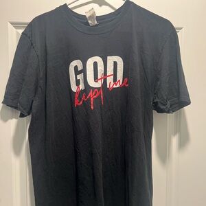 Gildan Black Tee with White and Red Print